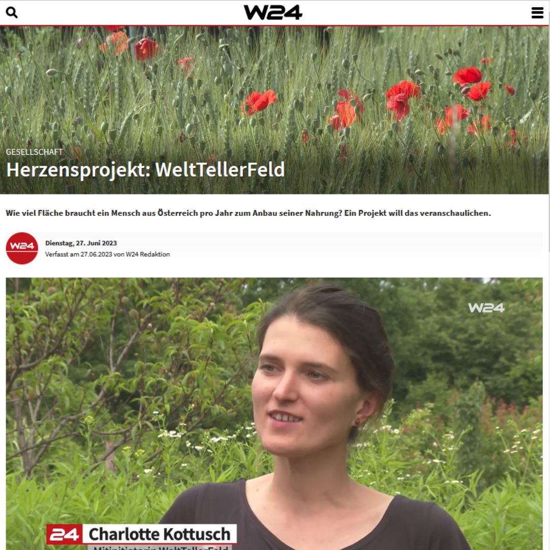 Das Vorschaubild zeigt den Newsbeitrag auf w24 wo das Video zum WeltTellerFeld verfügbar ist
