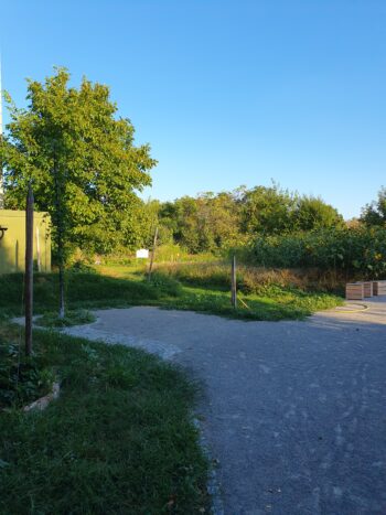 Eingangsbereich mit wassergebundener Decke.